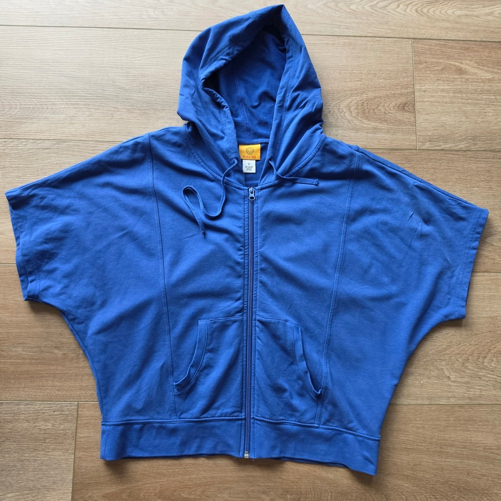 Ruby Rd Womens Blue Batwing-Sleeve Full Zip Hoodie, Small